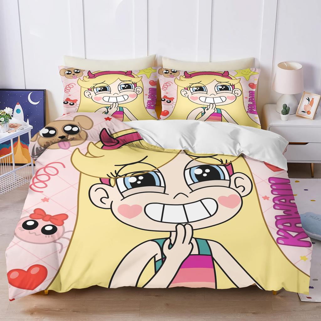 The Powerpuff Girls  Bedding Set Duvet Cover 3D Children'S Cute Printed Cartoon 100% Polyester 3-Piece Set 1 Quilt Cover