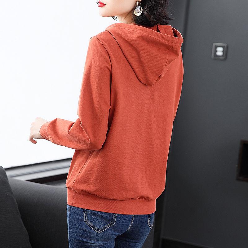 Sweatshirt women's spring and autumn thin new loose long-sleeved base shirt plus-size hooded jacket trendy