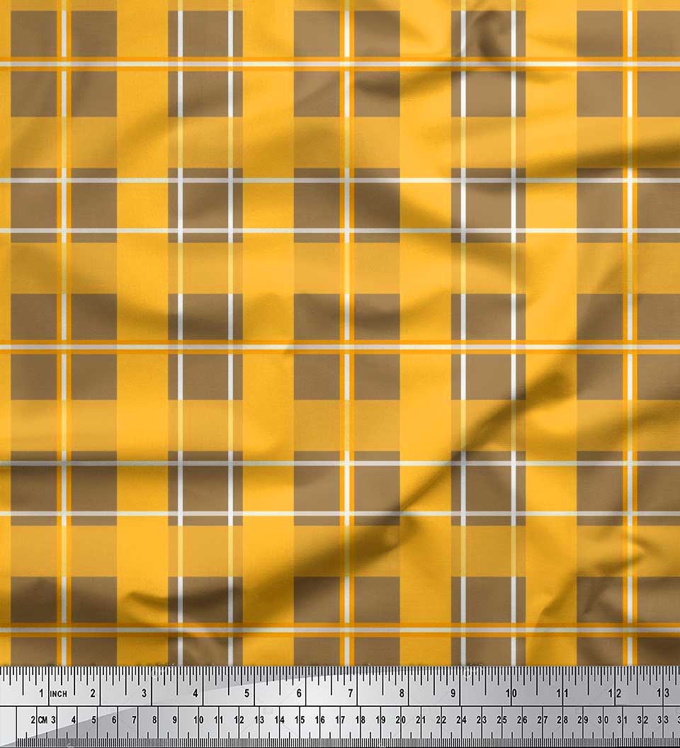 

Тканина з атласного шовку Soimoi. Принти на тканині в клітинку шириною 42 дюйми 42 Inch Wide - Satin Silk коричневий