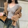 Winter 2025 Women's European-Style Knit Base Layer with Deep V-Neck - Unique and Mature Design