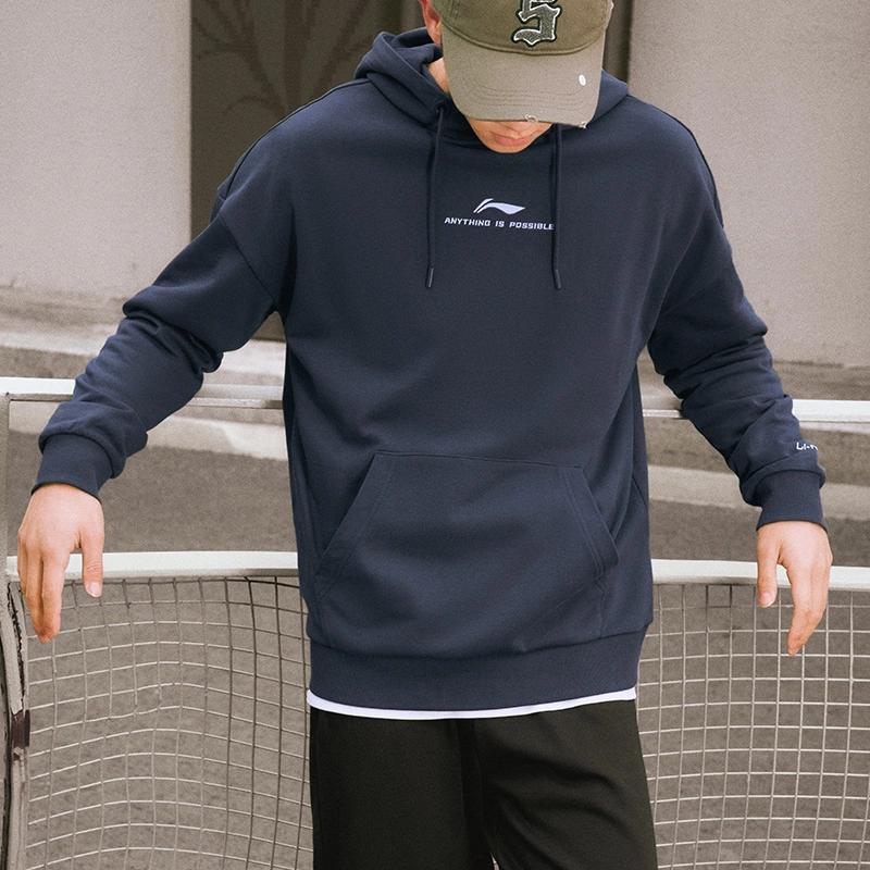 Li-Ning Sports Fashion Series Logo Pullover Hoodie Unisex Tops Ink-Gray AWDT597-2