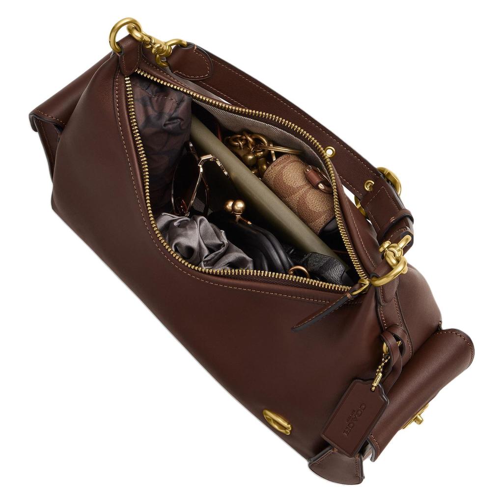 Coach PocketJuliet Cow Leather Handbag, Shoulder Bag Large Women's Maple Brown CDZ70-B4MPL