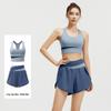 Nude Feeling Yoga Set: Color Block Anti-Exposure Two-Piece Sports Shorts