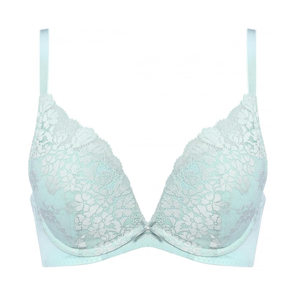 AMOSTYLE BY Triumph Dream Bra Deep V Bra Panty Swinging 3683 D70M & Set, Bouquet, (Sterling Blue),