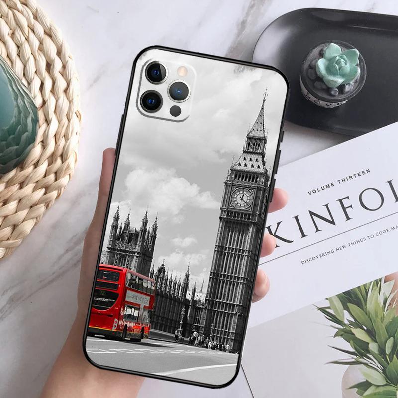 London Red Bus Big Ben Phone Case For iPhone 16 Pro 11 12 13 14 15 Pro Max Mini XS X XR 7 8 16 Plus Cover Coque