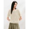 JUZI ANNACO Women's Xinjiang Cotton Tassel Jacquard Short Sleeve Knit Top