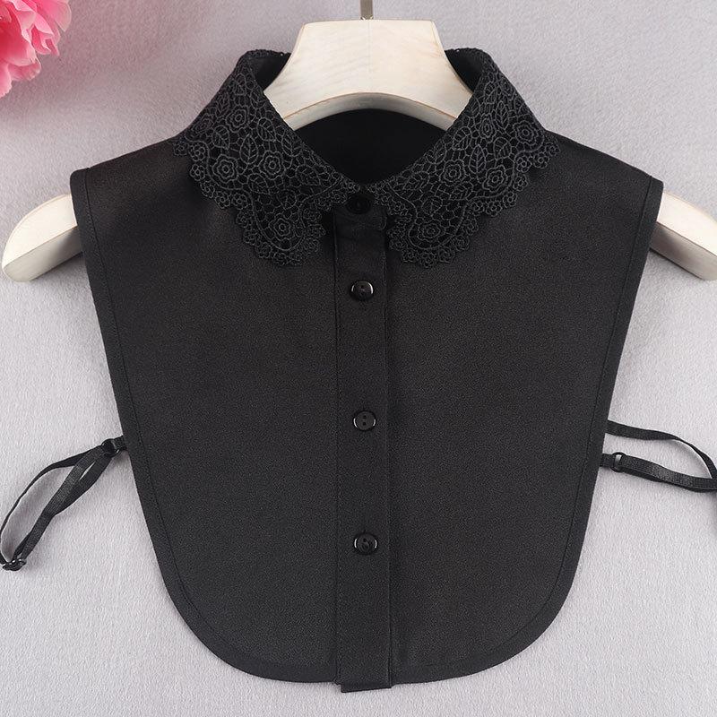 Summer Versatile Fake Collar Shirt Chiffon Flower Embroidery Craft Fake Collar Women'S Shirt Collar Accessories