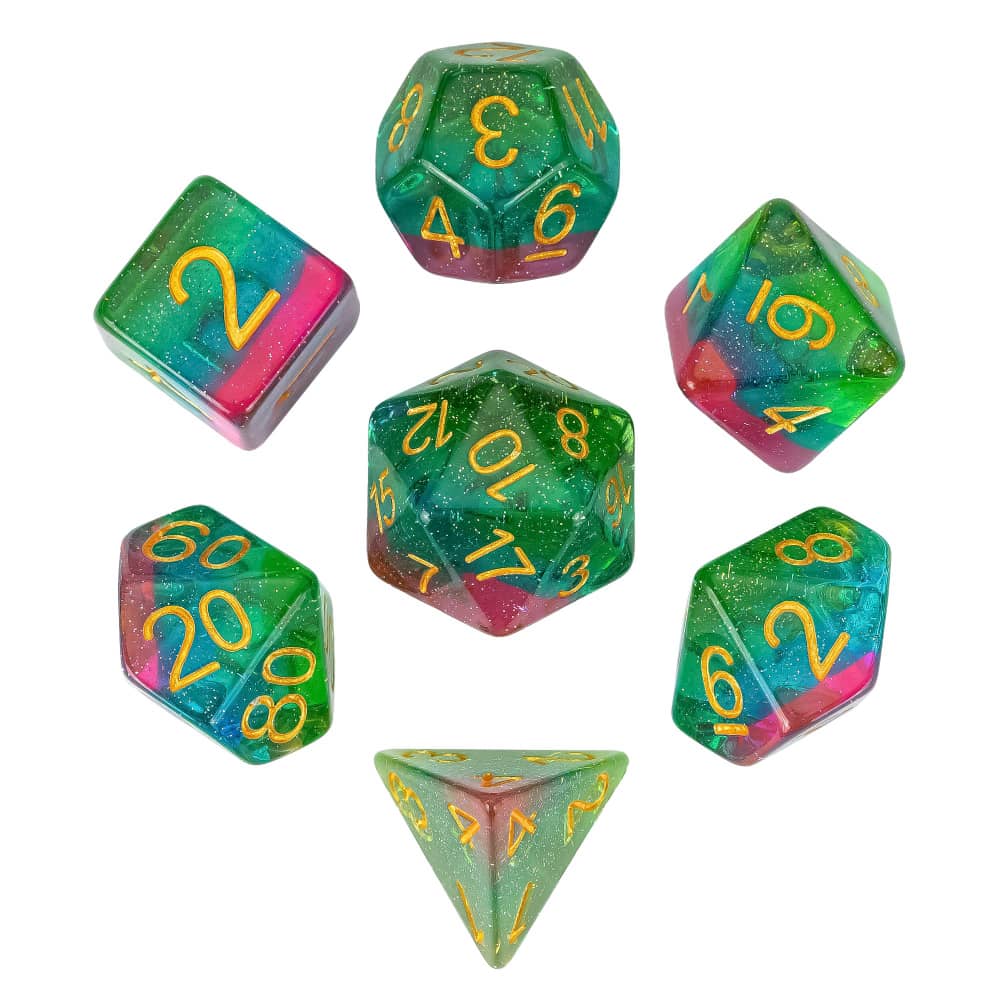 Cusdie 7Pcs Pride Flag Dice DND Trans-Pride D&D Dice Multicolor D4-D20 Polyhedral Dice Set for Role Playing Game Board Games