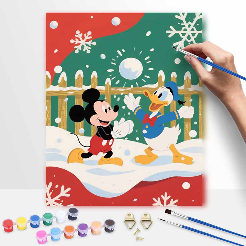 Disney digital oil painting snow play hand painting home decoration painting 20x30cm