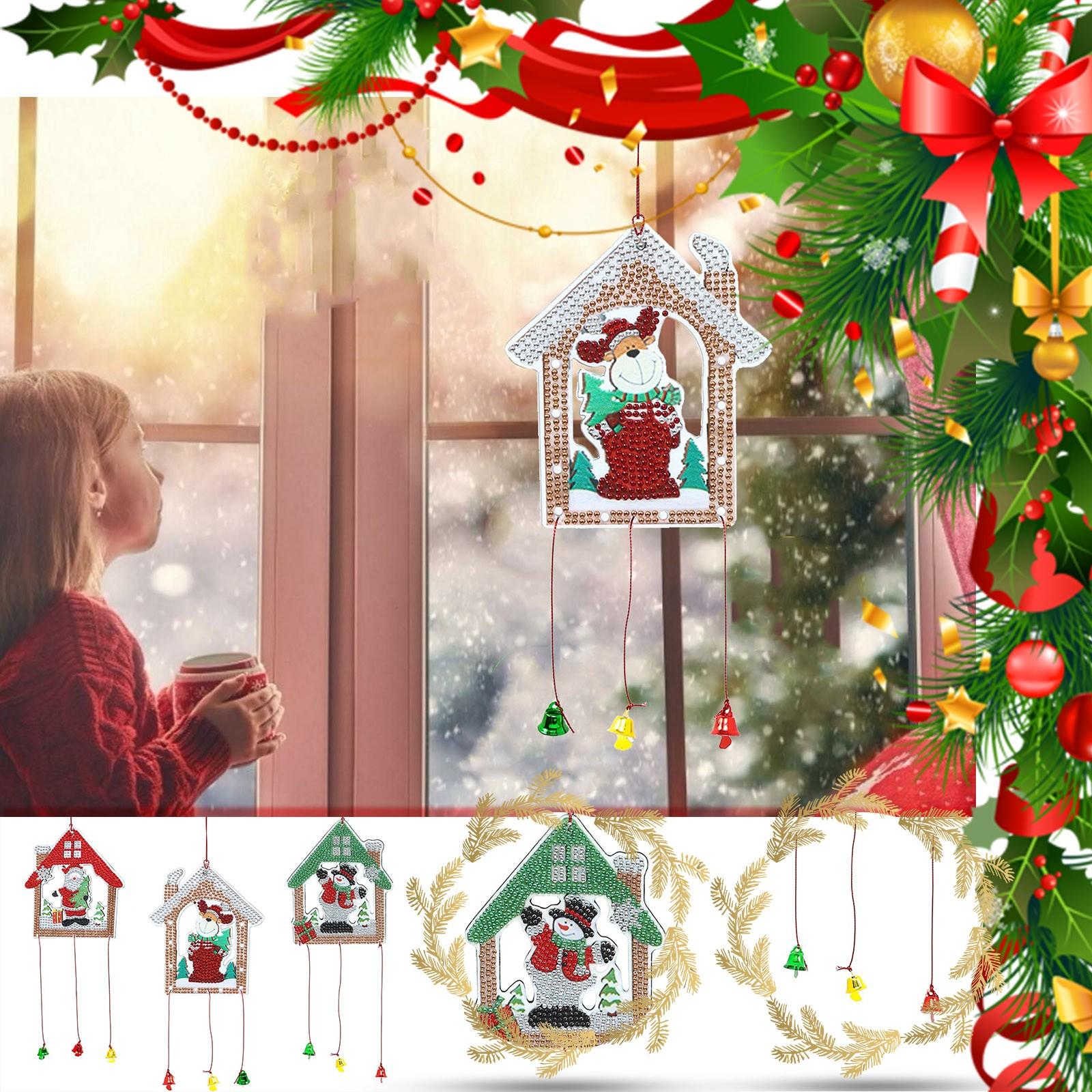 

5d Diy Рождественский перезвон ветра, окно, дверь, украшение, подвеска