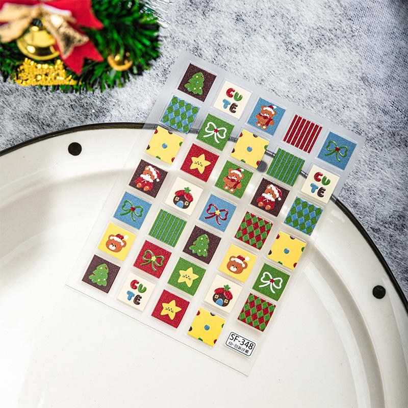 Dopamine Living Room Refrigerator Stickers: Cartoon Santa, Christmas Bow & Bear