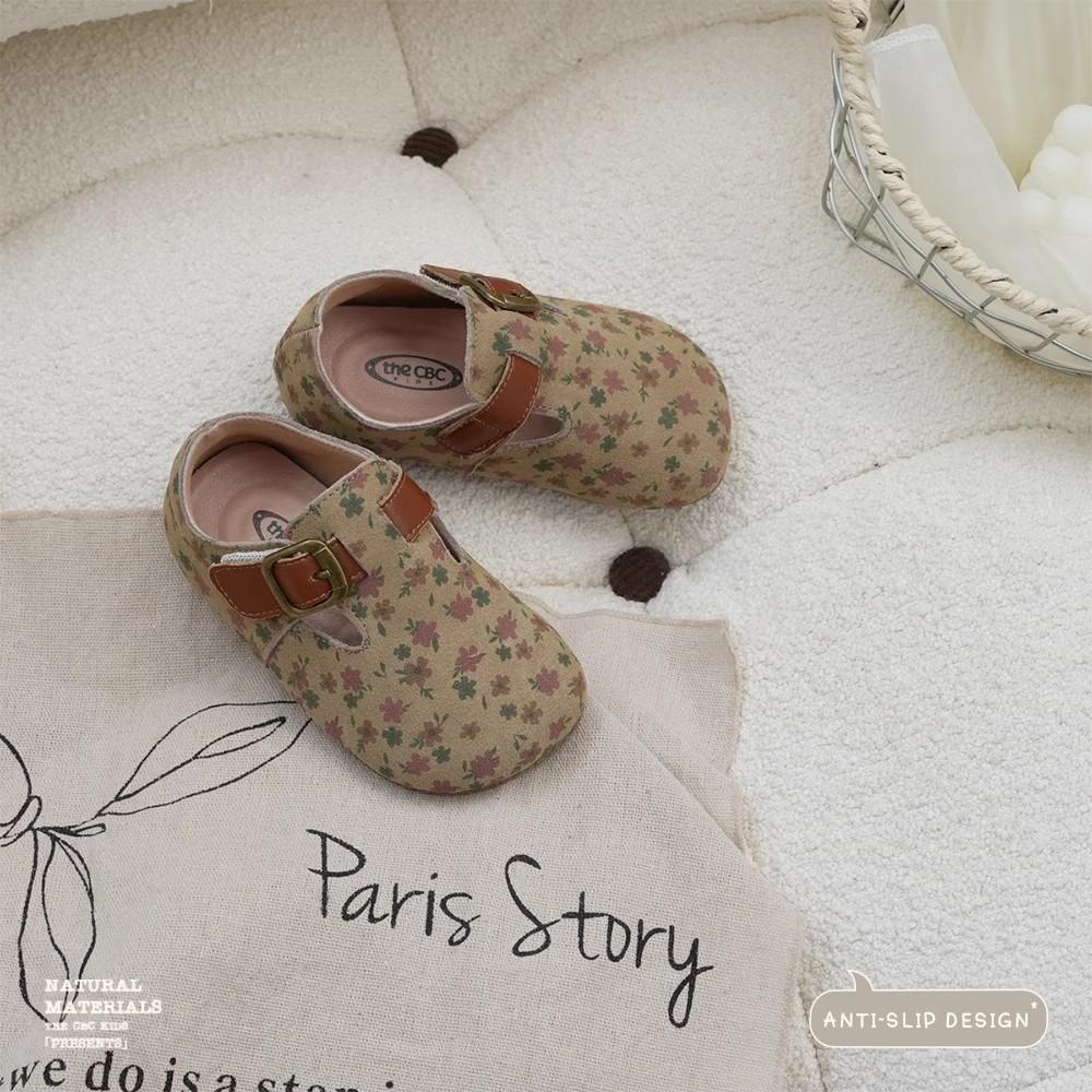 Girls Moccasins Round Toes Printed Flora Kids Flat Shoes Sweet Hook&loop 2025 New Children Leather Shoes Rubber Soft Sole Retro