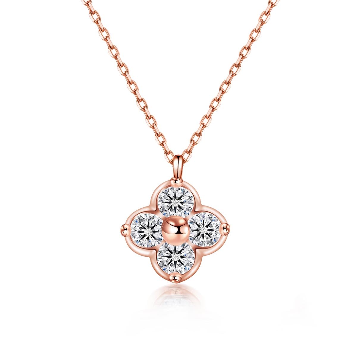 

necklace for popular Silver pink gold 5A high school anniversary birthday gift [FH.bird] Rust-proof women, brand, four-leaf clover, Lucky charm 925,