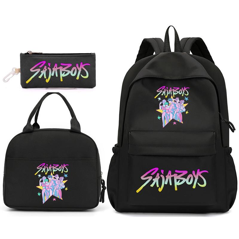 Kpop Anime Cartoon Printed Children'S School Bag Set Primary And Secondary School Student Pencil Bag College Meal Bag