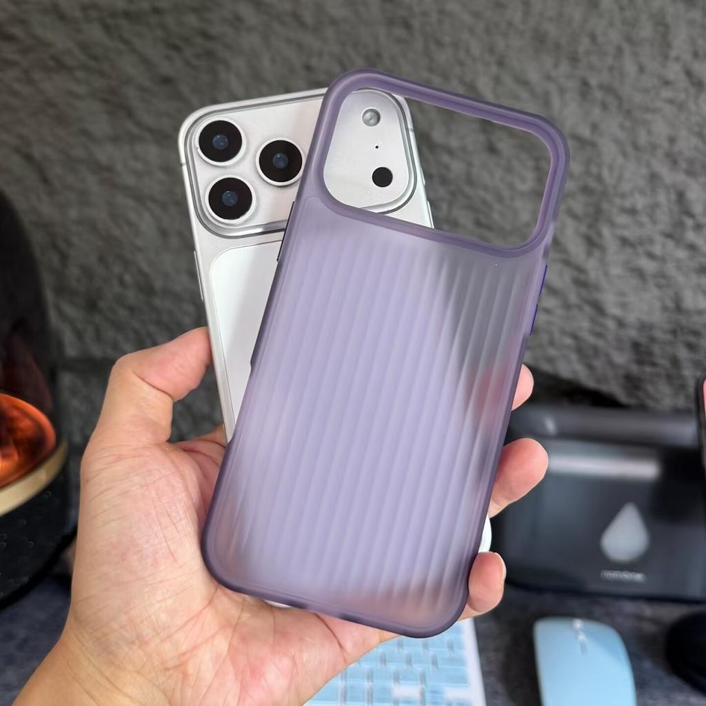 Stripe Corrugated Luggage Pattern Translucent Phone Case For 17 Air 16 15 14 13 12 Pro Max Frosted Shockproof Armor Cover