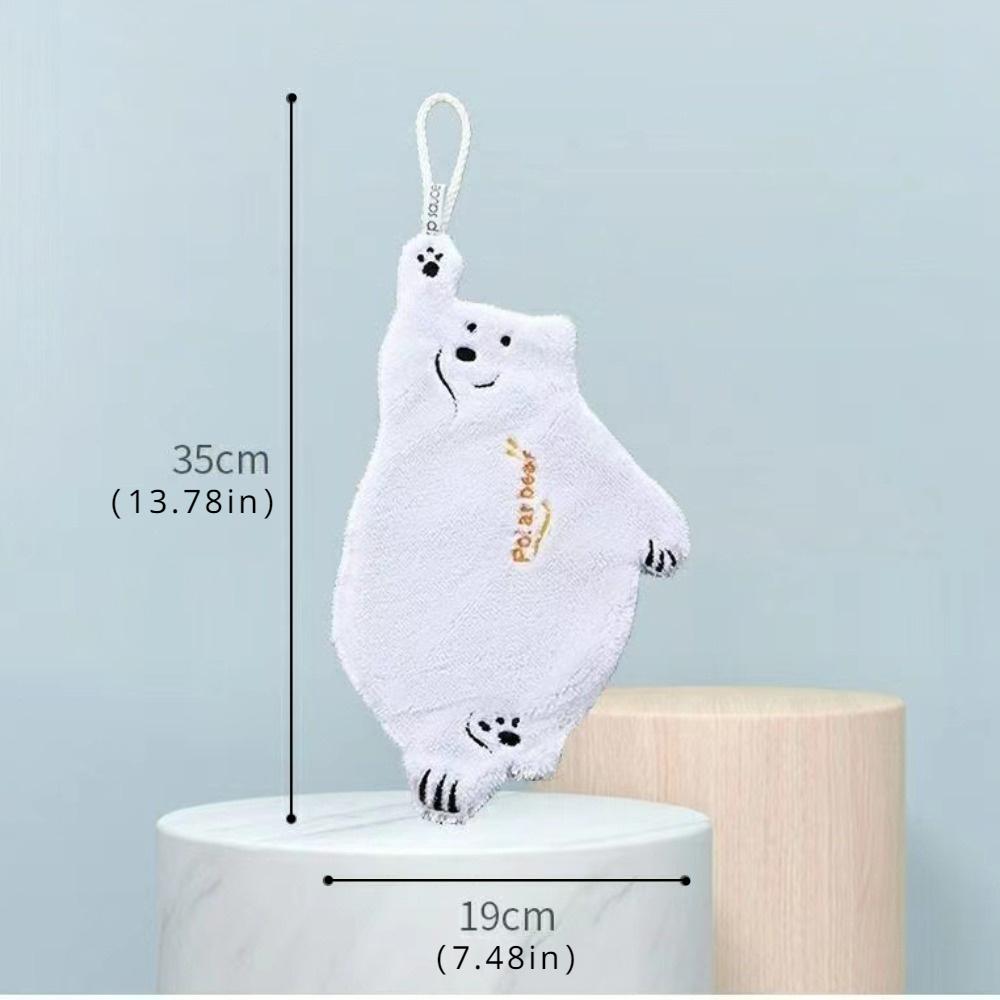 1PC Polar Bear Hanging Hand Towel Kitchen Super Absorbent Thickened Cartoon Hand Towel  White Towel Hankerchief