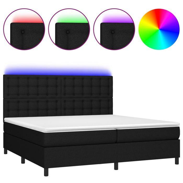 VidaXL Sommier à Lattes de Lit avec Matelas et LED, Lit Rembourré avec Tête de Lit, Lit Double, Lit Adulte de Chambre, 3135223
