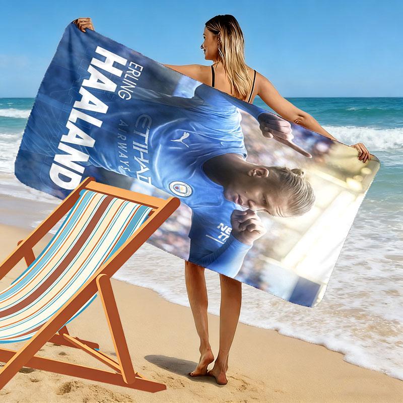 Telo Mare con Stampa King Haaland, Grande Morbido Asciugatura Rapida per Spiaggia Campeggio Nuoto