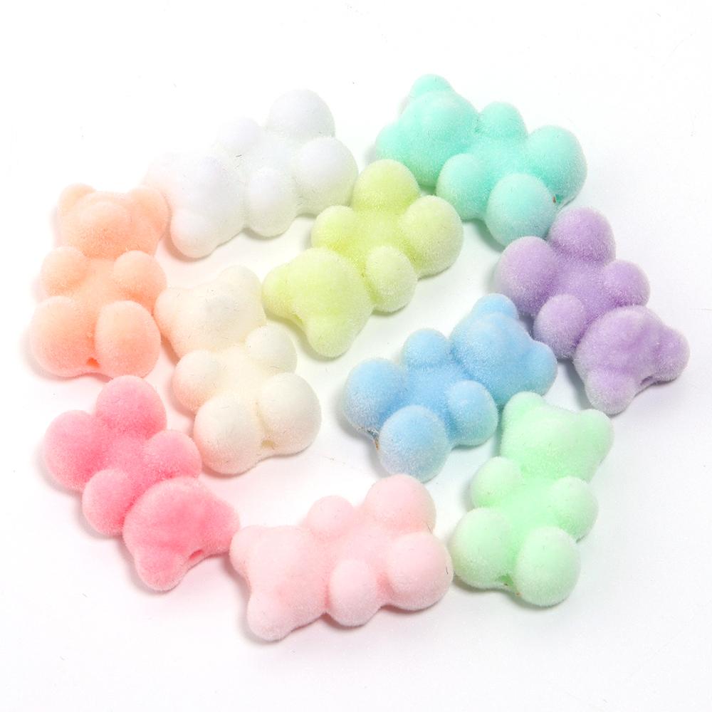 10 Stück Beflockte Acrylperlen Mischfarbe Mehrere Stile Spacer Anhänger Perle für Schmuckherstellung DIY Halskette Ohrringe Haarschmuck