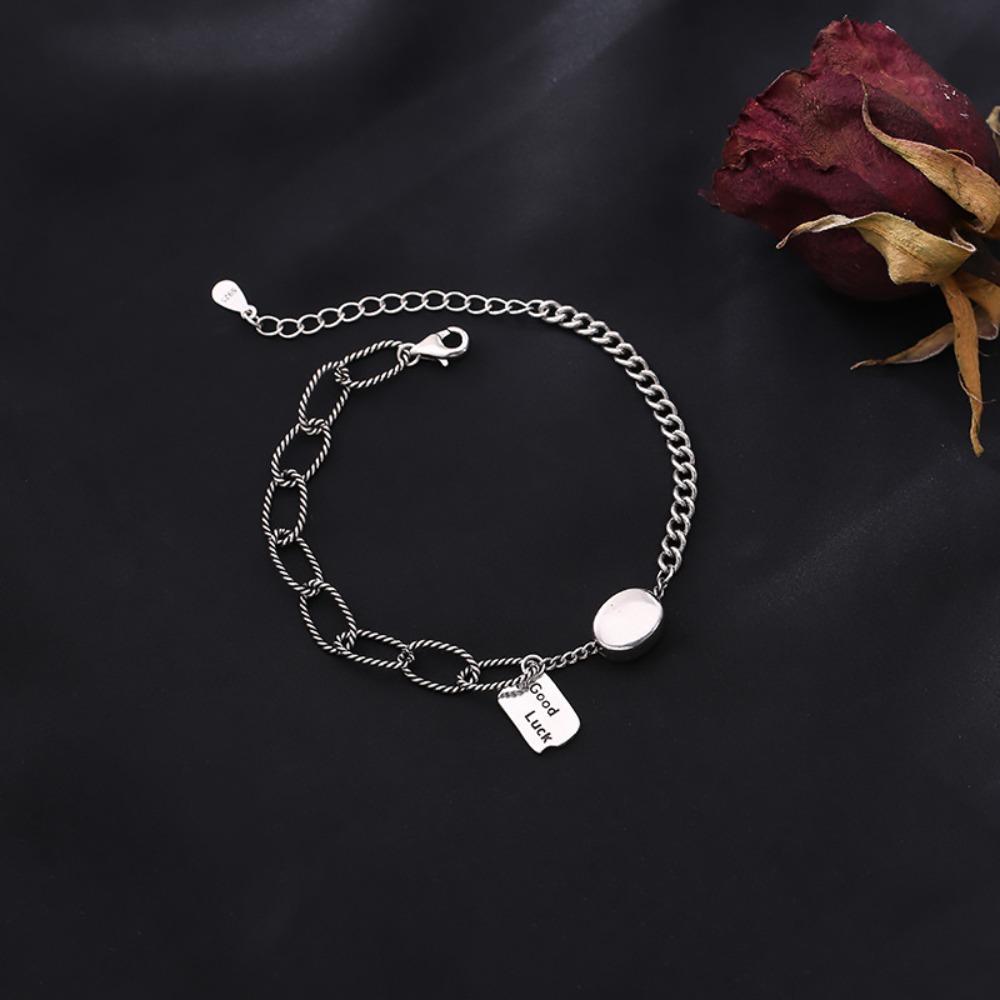 

Vintage Silver Square Luck Bracelet for Women Minimalist Unique Design Fashion Jewelry