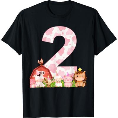 T-Shirt zum 2. Geburtstag für Mädchen mit Bauernhoftieren – Outfit für 2-Jährige