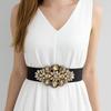 Flower Women Waistband Wide Rhinestone Waist Belt Fashion Elastic Cummerbunds  Sweater