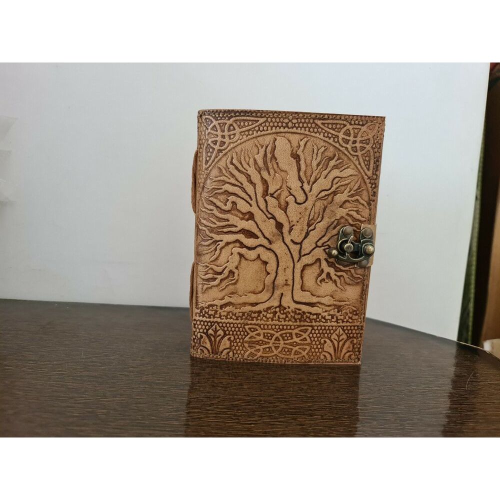 Handmade Leather Journal diář Keltský strom života Book of Shadow wicca Vintage