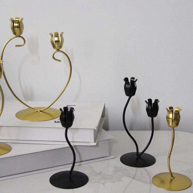 Nordic Flower Shape Tapered Candle Holder Metal Candlestick Candelabra Centerpieces Decoration for Elegant in Any Room