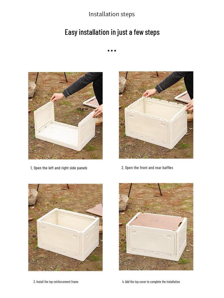 Faltbare Outdoor-Camping-Aufbewahrungsbox mit Holzdeckel