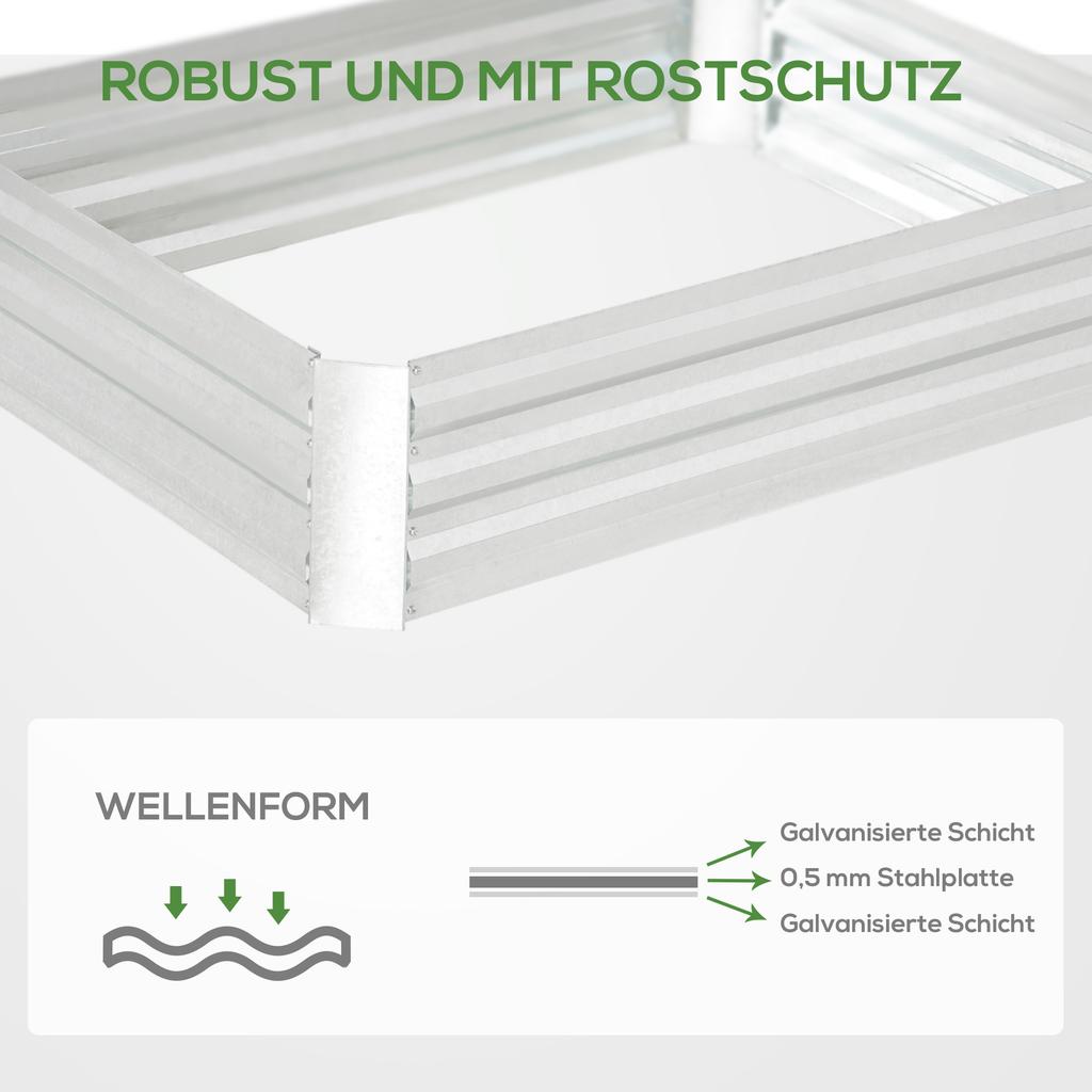 Raised Garden Bed Made of Steel, Planting Bed Cold Frame Garden Bed Flower Box Stackable, Planting Box Vegetable Bed 120x90x30cm for Garden Balcony