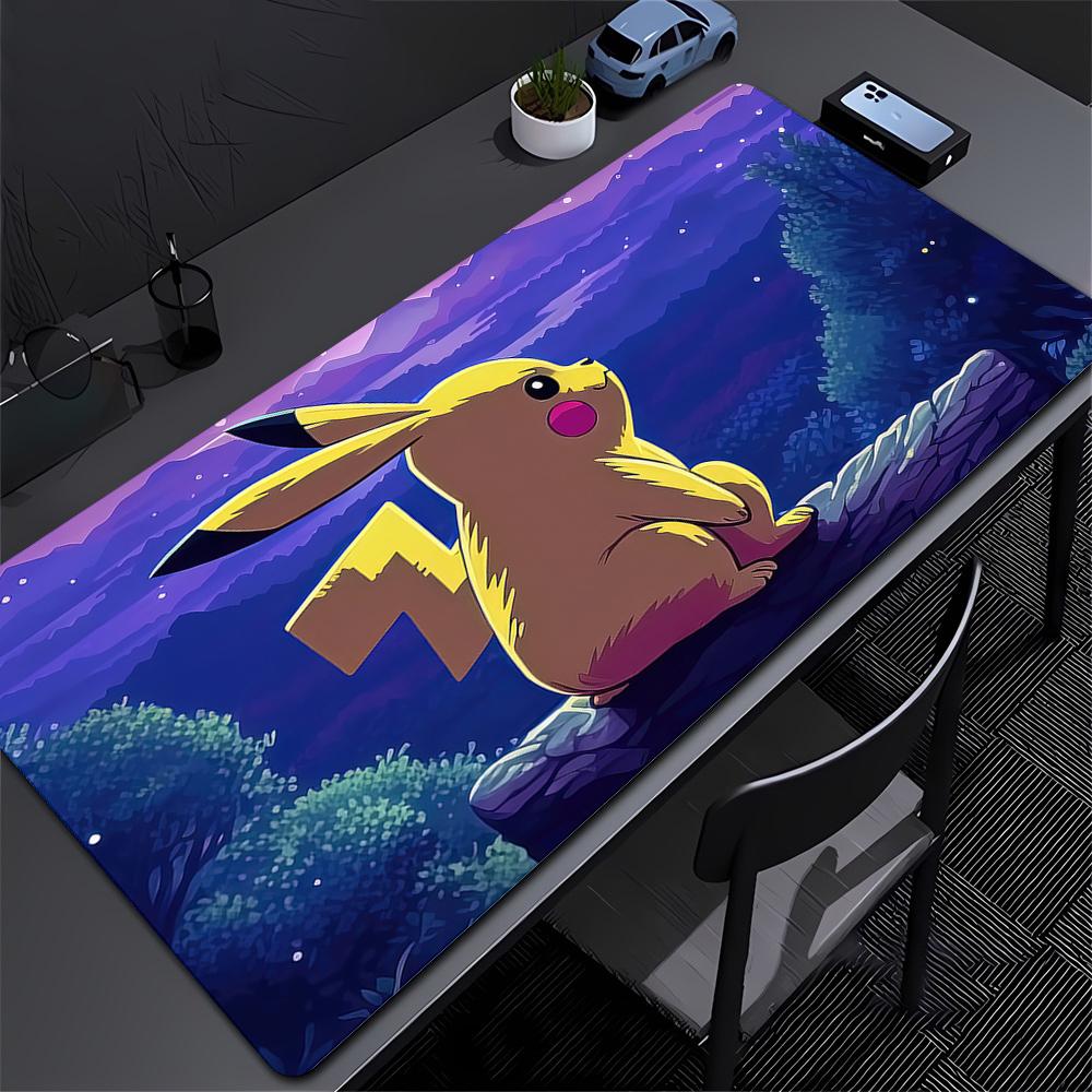 Pokemon Ash Und Pikachu Laufen Schreibtischunterlage Rutschfest Großes Gaming-Mauspad Wasserdicht Anime-Tastaturunterlage für Heim- und Bürodekoration
