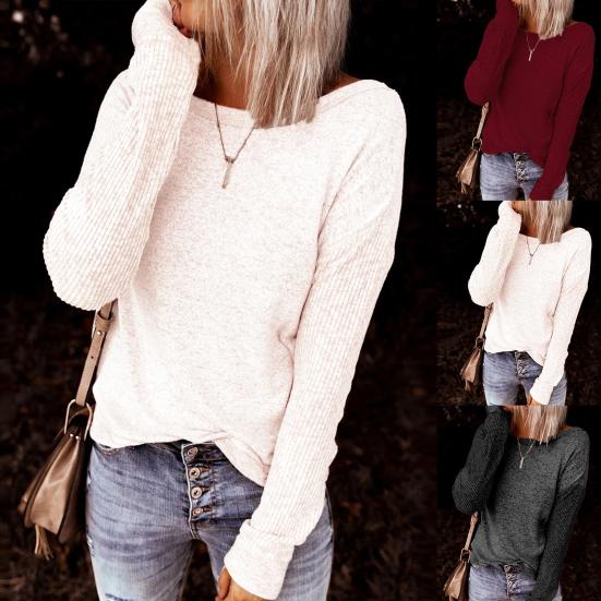 

Sexy Women Solid Color Long Sleeve Backless Back Knot Blouse