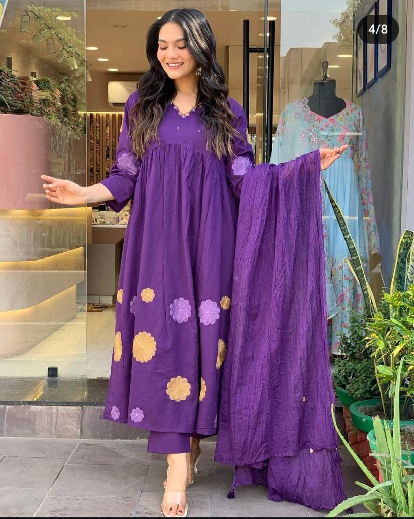 Indisches Damen-Designer-A-Linien-Kurta-Hose-Dupatta-Set Bollywood-Partykleidung Kurti-Anzug-Kleid