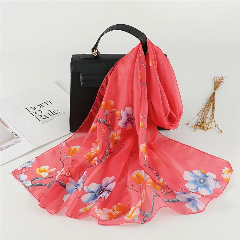 Spain Fashion Sexy Leopard Floral Patchwork Chiffon Silk Scarf Shawl Lady High Quality Wrap Beach Cover-Ups Hijab Snood 150*50Cm