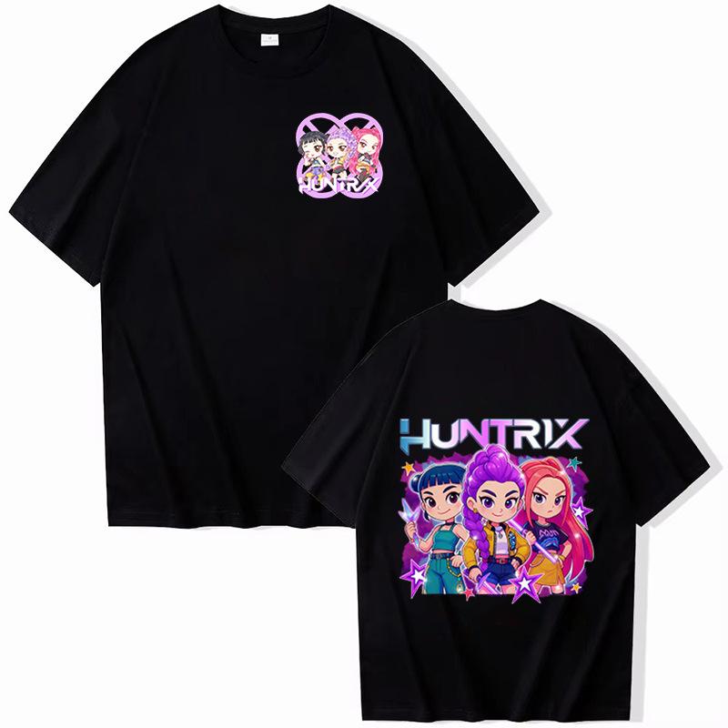 Movie KPop Demon Hunters Rumi Mira Zoey Derpy Tiger Double Sided Print T-shirts Men Women Fashion Casual T Shirt 16 Colors