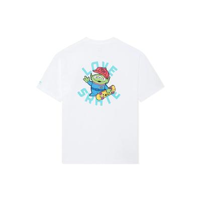 Li-Ning X Disney Série de Skate Co-Branded Camiseta de Algodão Estampa Alfabeto Desenho Animado Tops Unissex Branco AHSS617-2