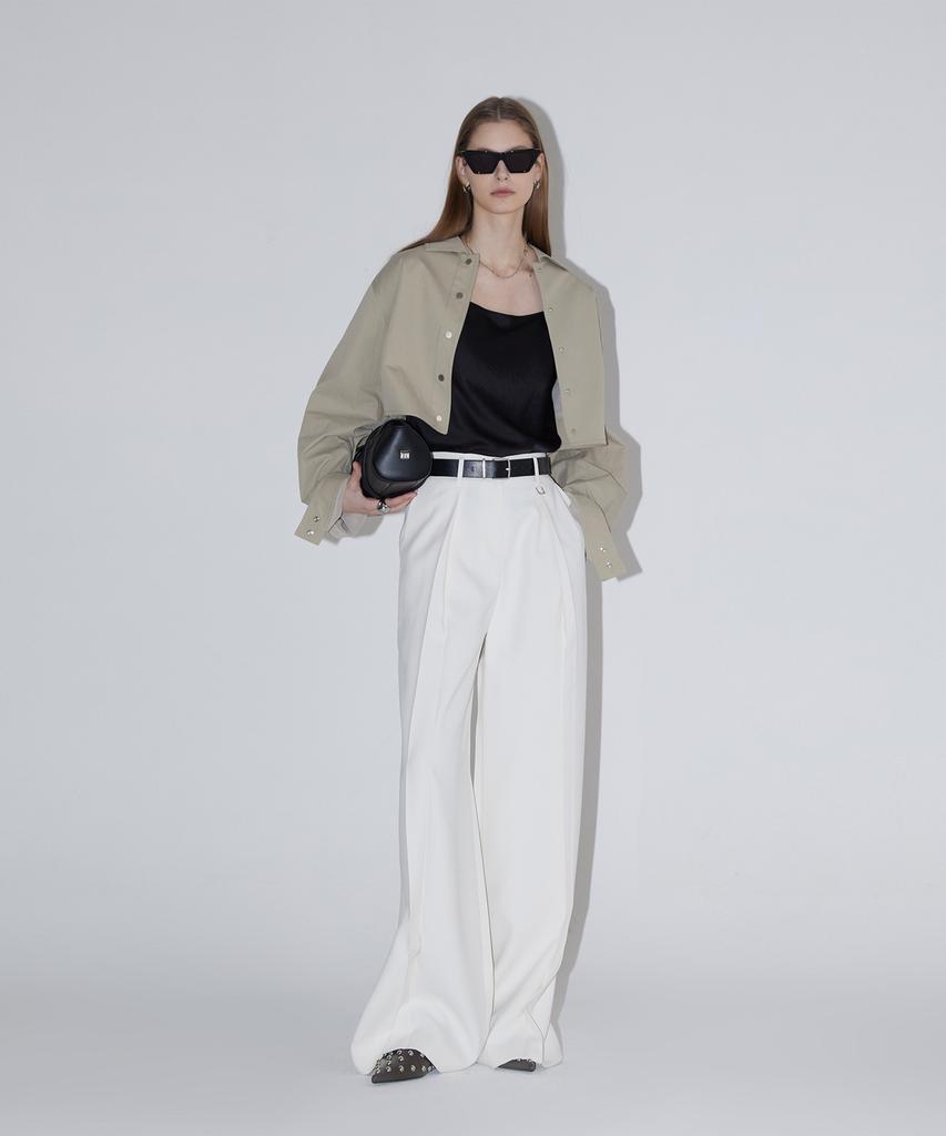 Rene J. Dean Pintuck Wide Pants - Ivory