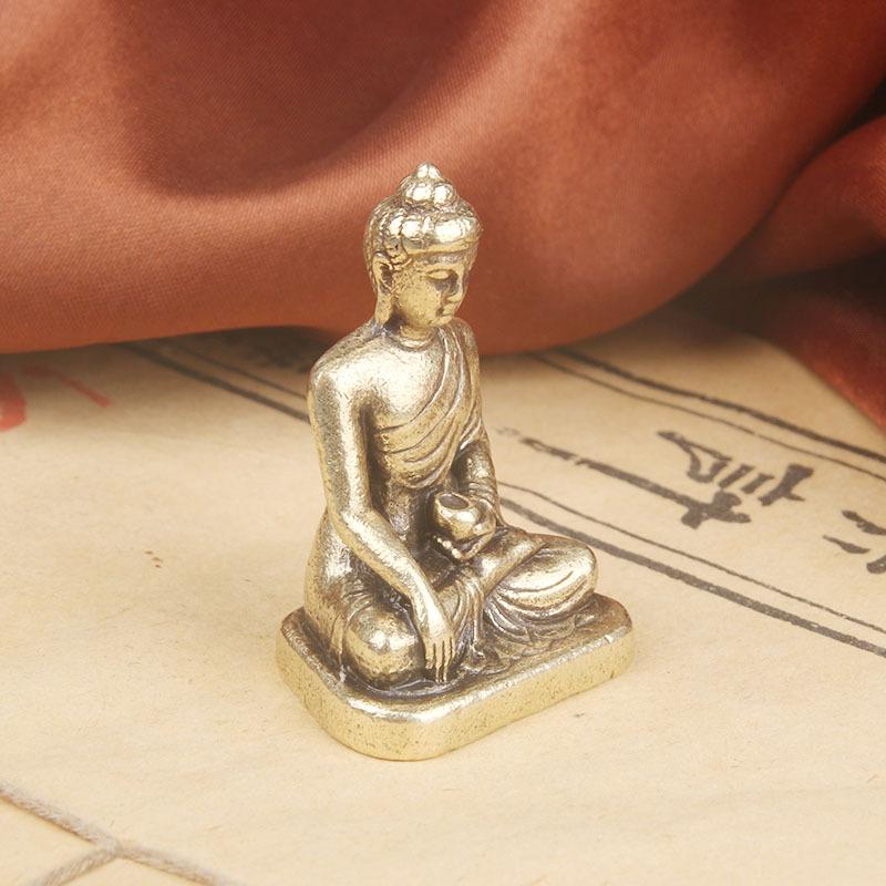 Brass Medicine Desktop Ornament Copper Sculpture Religious Worship God Statue Craft Pocket Buddha Old Coppe