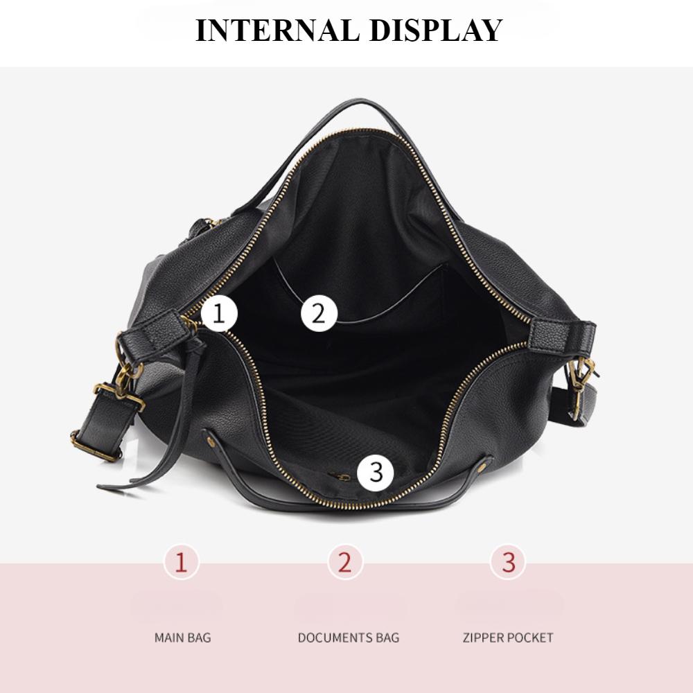 Simple Retro Large Tote Bag Soft Touch PU Leather Lazy Loose Feeling Women's Shoulder Bags Fashion Autumn and Winter New Large Capacity Messenger Bags
