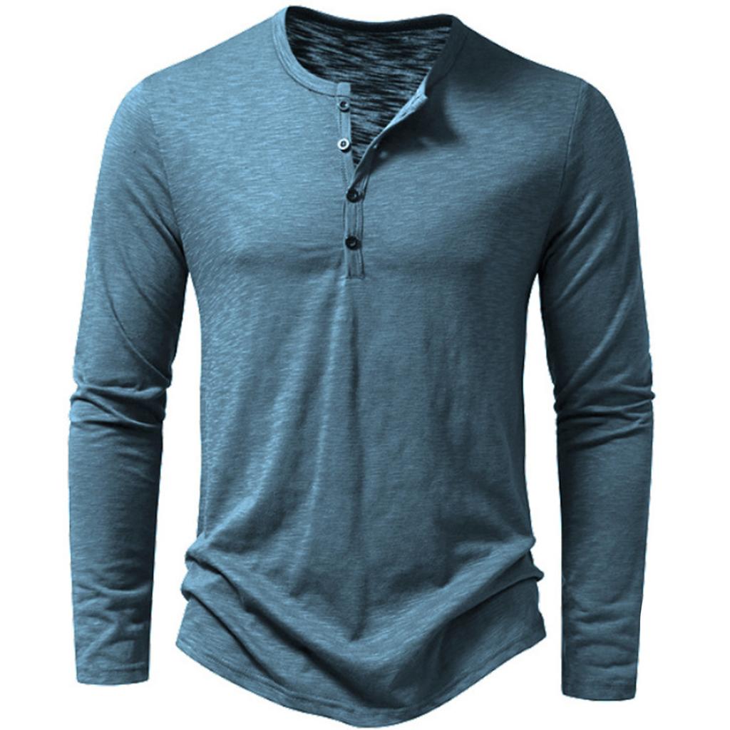 Men's Long Sleeve Henley Shirt Casual Lightweight Pullover Crew Neck Soft Knit Top with Button Front Design for Daily Wear
