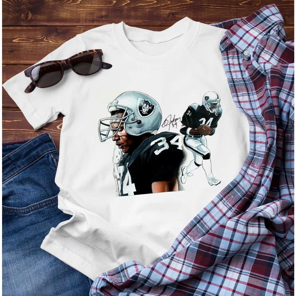 T-shirt Bo Jackson Bo Knows Raiders Pattern Stampa Interessante Manica Corta Uomo Casual Oversize Unisex Harajuku alta qualità