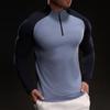 Semi-zipper Ragdoll Sleeves New Quick-drying Ice Silk Long-sleeved T-shirt Men's Casual Sports Elastic Fitness Outdoor T-shirt Top