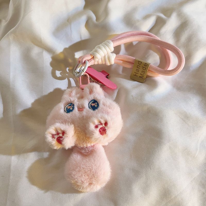 Funny Cartoon Orange Plush Cat Tail Mobile Phone Chain Cartoon Pendant Braided Belt Lanyard Hand Rope Korean Lanyard