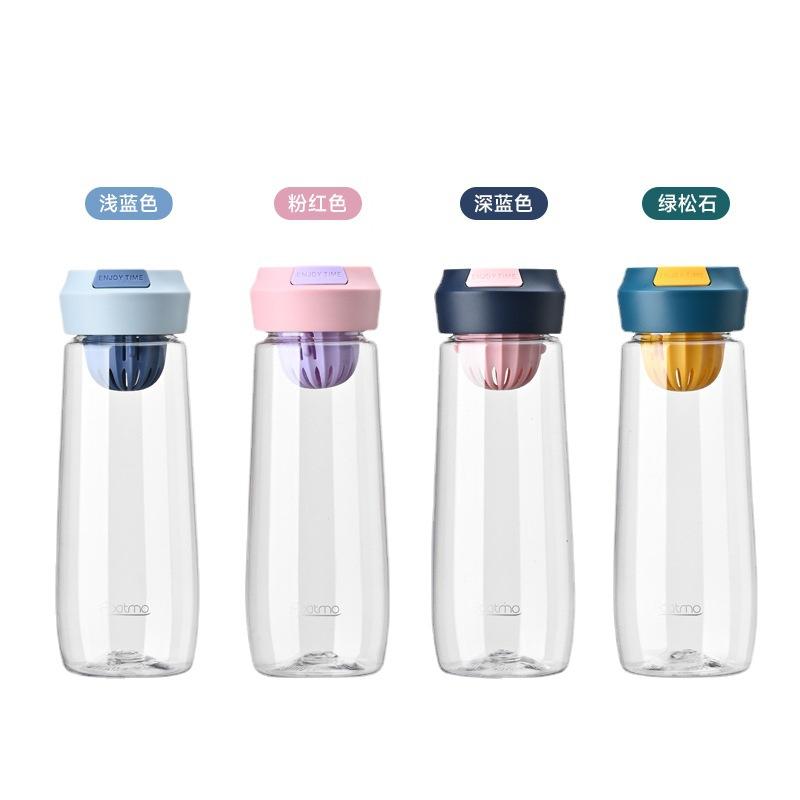 Water bottle transparent with filter plastic cup with lifting rope large capacity space cup outdoor portable simple cup