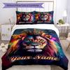 3PC Custom Name Royal Lion Majesty Bedding Set Duvet Cover Closure Includes 1 Duvet Cover & 2 Pillowcases for Bedroom