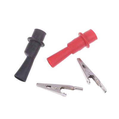 2Pcs Multimeter Push On Alligator Clip P2008 Inline 2Mm Probe Insulated Crocodile Clamp For Electrical Test Probes