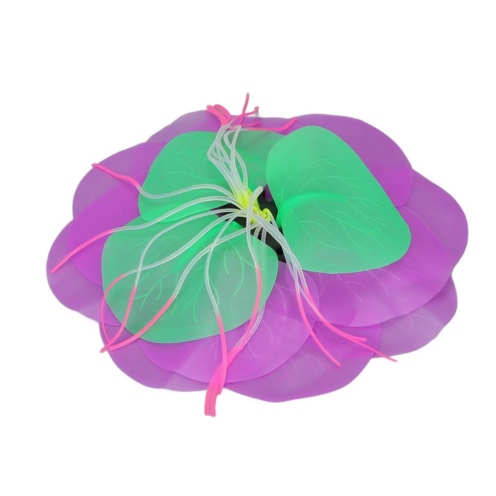 Silicone Fish Tank Ornaments Soft Silica Gel Moves Naturally Glowing Lotus Decoration Glow Dark Aquarium Decoration Fish Tank