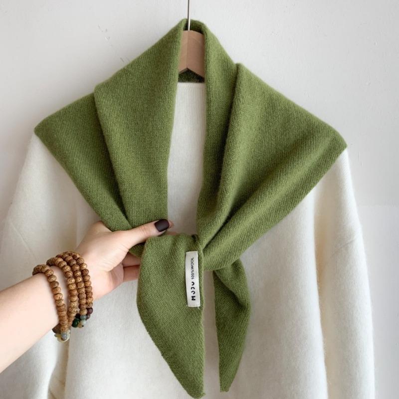 Wool knitted triangle scarf shawl women's autumn and winter thermal headscarf multi-functional thermal versatile small scarf women