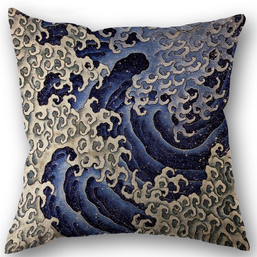 Wave Pillowcase Wedding Decorative Linen Pillow Case For Home Pillow Cover 45X45(One Sides)
