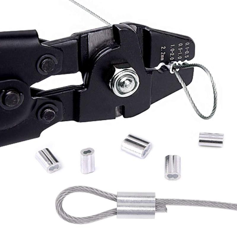 Wire Rope Crimp Kit Wire Rope Cable with Crimping Sleeves Multifunctional Cutter Scissors for Railing Decking Hanging